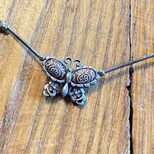 Vintage Boho carved Butterfly beaded necklace